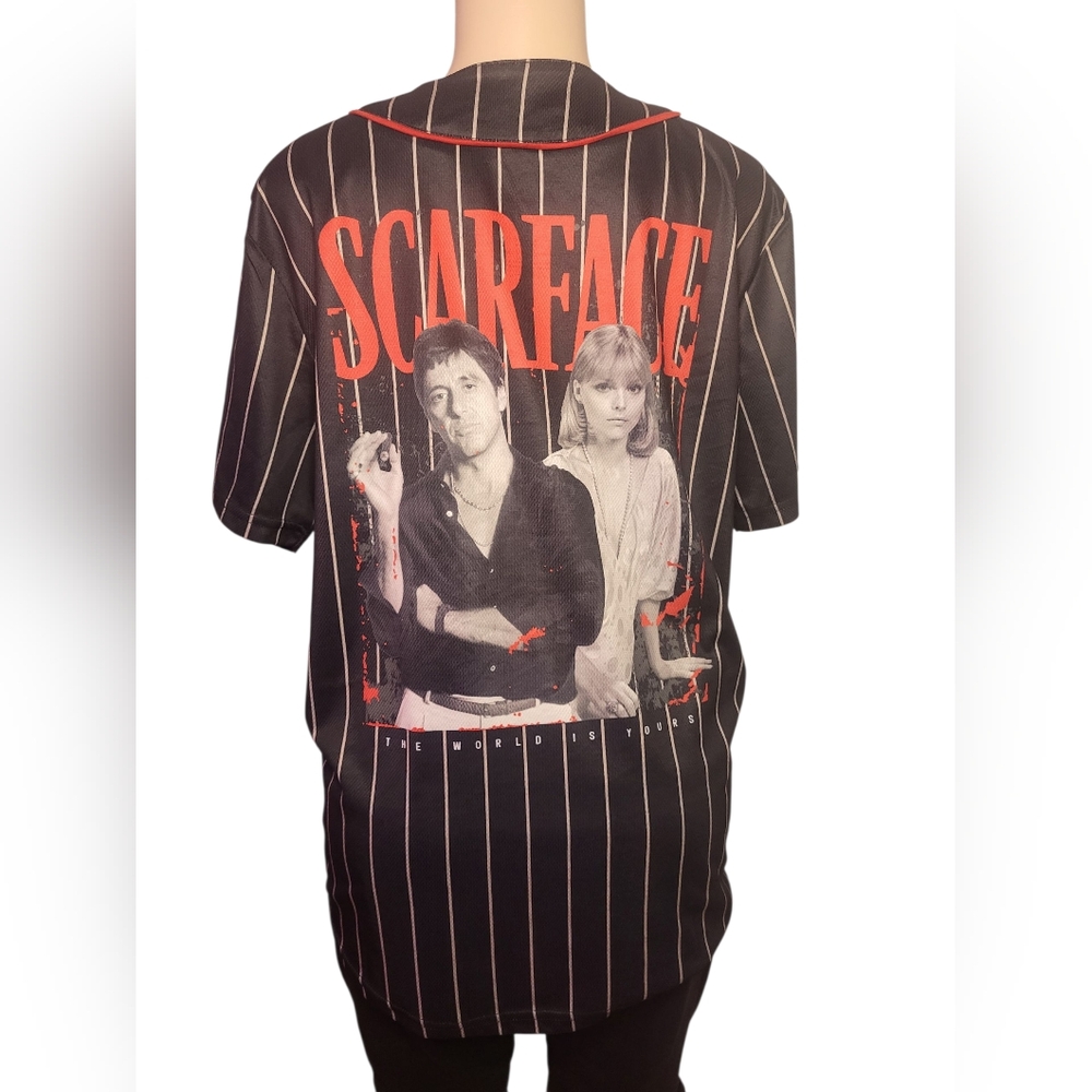 Scarface Graphic Black Striped Men's Baseball Jersey